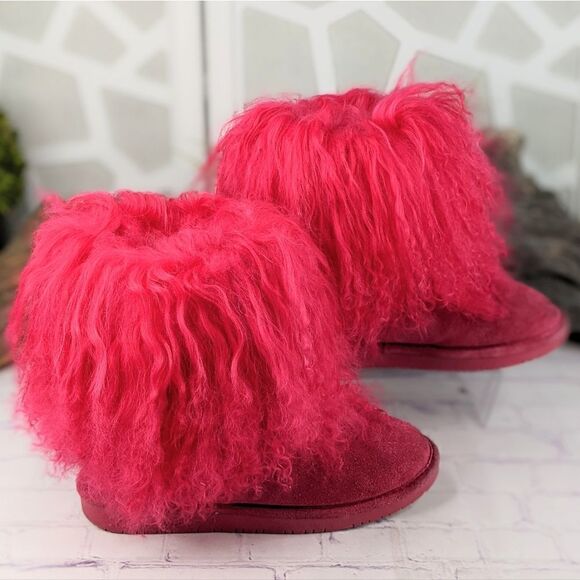 Bearpaw Boo Toddler Electric Pink Shaggy Boots - Picture 1 of 10
